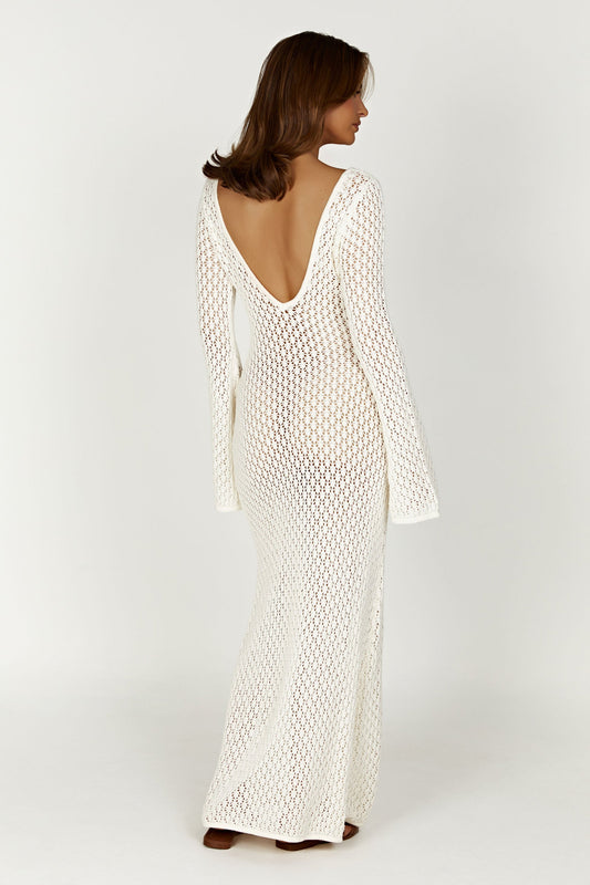Sorielle Crochet Fishtail Flare Sleeve Maxi Dress